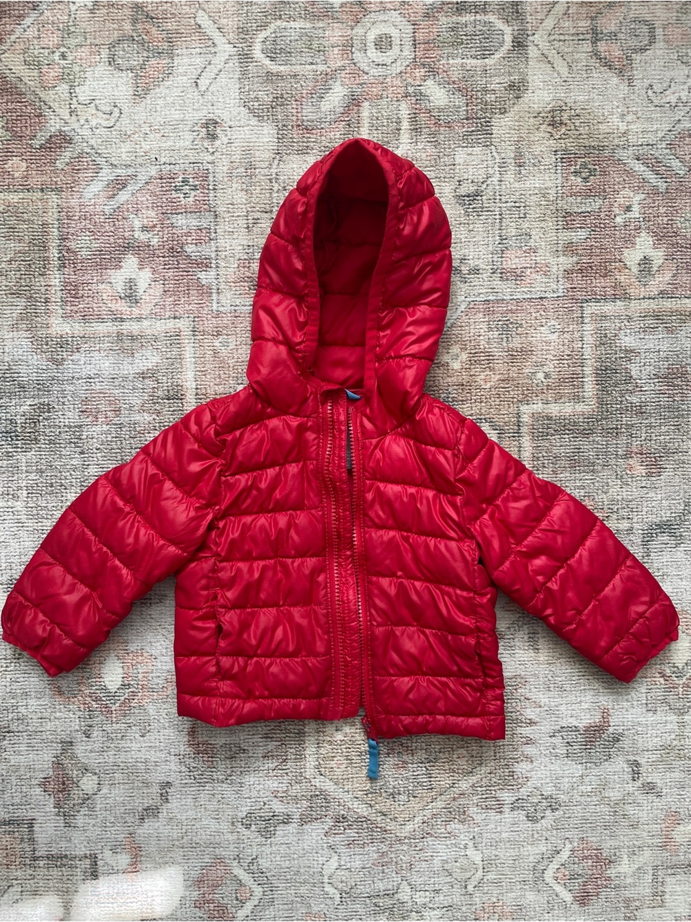 Primary Red Hooded Puffer Jacket size 12-18 mos Unisex
